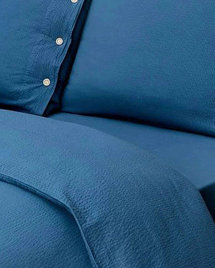 Luxurious Navy Blue Cotton Duvet Set - Nordic Design Excellence