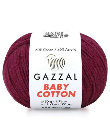 Gazzal Baby Cotton Ball Hand Knitting Yarn - 50g, 165m, Soft Cotton-Acrylic Blend for Creative Crochet & DIY Projects, Turkish Quality