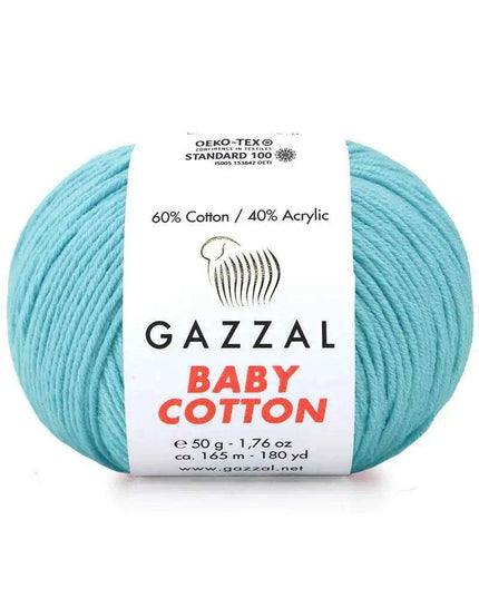 Gazzal Baby Cotton Ball Hand Knitting Yarn - 50g, 165m, Soft Cotton-Acrylic Blend for Creative Crochet & DIY Projects, Turkish Quality