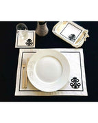 BLACK 6pcs Placemat+6 coctail napkin