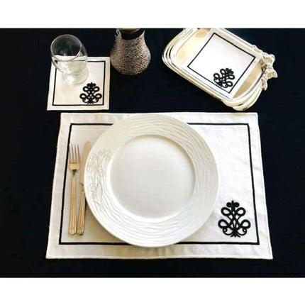 Luxurious 3D Embroidered Placemat Collection: 12-Piece Set for Exquisite Dining