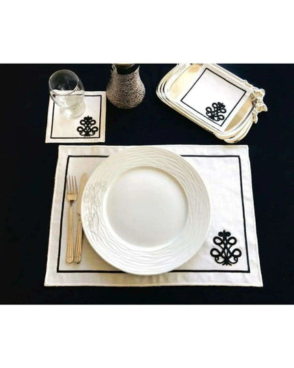 Luxurious 3D Embroidered Placemat Collection: 12-Piece Set for Exquisite Dining
