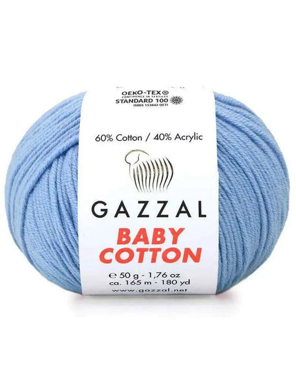 Gazzal Baby Cotton Ball Hand Knitting Yarn - 50g, 165m, Soft Cotton-Acrylic Blend for Creative Crochet & DIY Projects, Turkish Quality