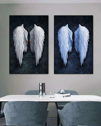 Celestial Serenity: White Angel Wings Canvas Art for Luxurious Home Aesthetics