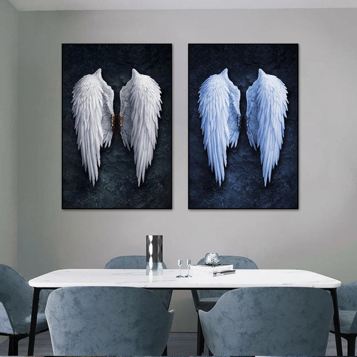 Celestial Serenity: White Angel Wings Canvas Art for Luxurious Home Aesthetics