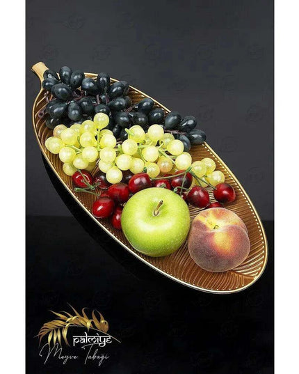 Elegant Leaf Motif Oversized Fruit Display Tray - 17x41 cm