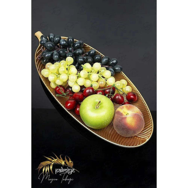 Elegant Leaf Motif Oversized Fruit Display Tray - 17x41 cm
