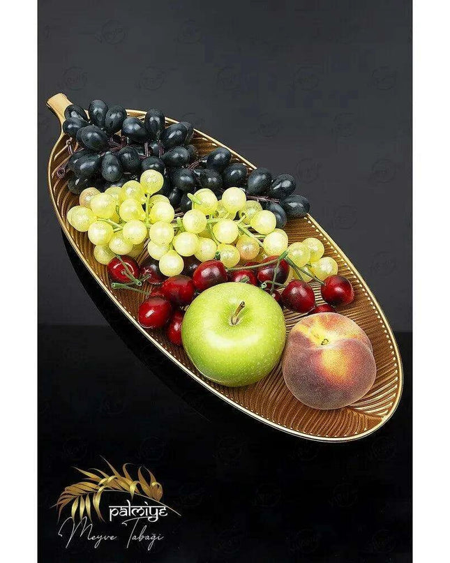 Elegant Leaf Motif Oversized Fruit Display Tray - 17x41 cm