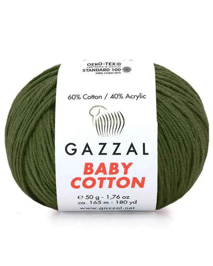 Gazzal Baby Cotton Ball Hand Knitting Yarn - 50g, 165m, Soft Cotton-Acrylic Blend for Creative Crochet & DIY Projects, Turkish Quality
