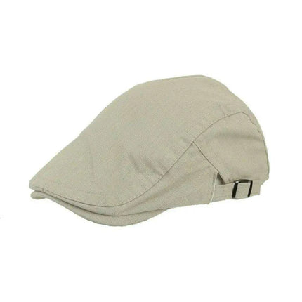 Men's Classic Linen Summer Cabbie Hat - Adjustable and Breathable Flat Cap with Cotton Lining