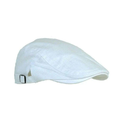 Men's Classic Linen Summer Cabbie Hat - Adjustable and Breathable Flat Cap with Cotton Lining