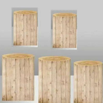 Customizable Wood Bark Elastic Fabric Cylinder Covers for Stunning Dessert Table Decor