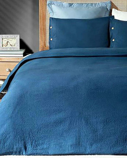 Luxurious Navy Blue Cotton Duvet Set - Nordic Design Excellence