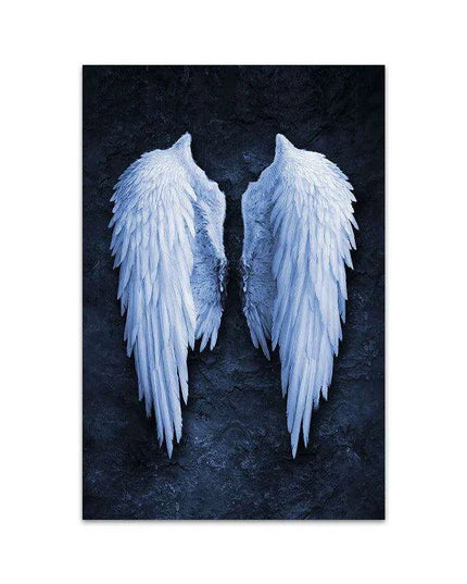 Celestial Serenity: White Angel Wings Canvas Art for Luxurious Home Aesthetics
