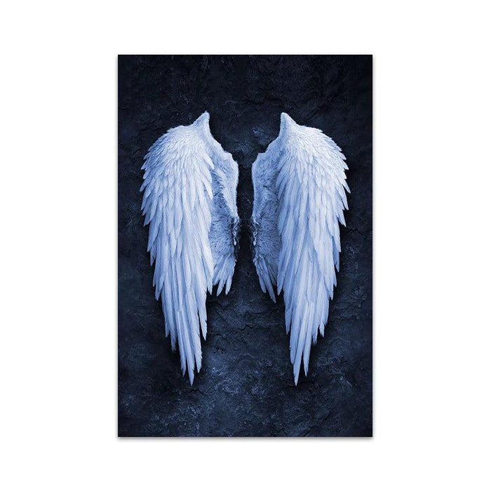 Celestial Serenity: White Angel Wings Canvas Art for Luxurious Home Aesthetics