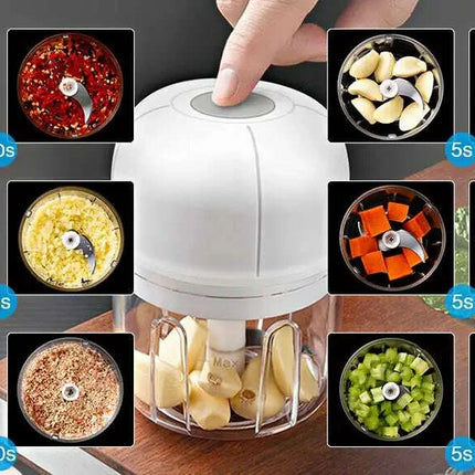 Compact Electric Garlic Chopper with Quick-Slice Technology and Adjustable Capacity