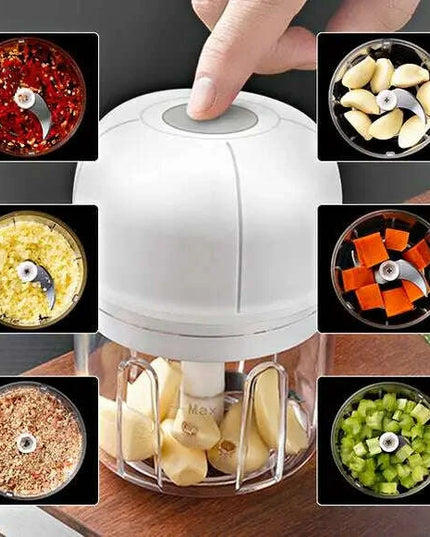 Compact Electric Garlic Chopper with Quick-Slice Technology and Adjustable Capacity