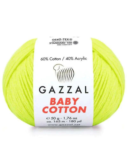 Gazzal Baby Cotton Ball Hand Knitting Yarn - 50g, 165m, Soft Cotton-Acrylic Blend for Creative Crochet & DIY Projects, Turkish Quality
