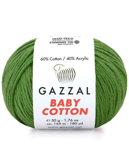 Gazzal Baby Cotton Ball Hand Knitting Yarn - 50g, 165m, Soft Cotton-Acrylic Blend for Creative Crochet & DIY Projects, Turkish Quality