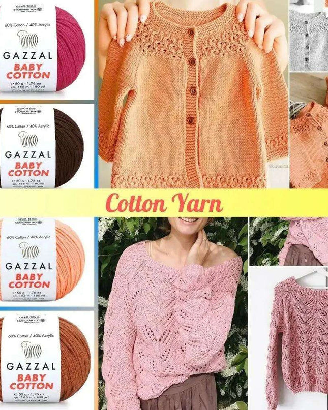 Gazzal Baby Cotton Ball Hand Knitting Yarn - 50g, 165m, Soft Cotton-Acrylic Blend for Creative Crochet & DIY Projects, Turkish Quality