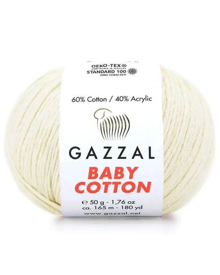 Gazzal Baby Cotton Ball Hand Knitting Yarn - 50g, 165m, Soft Cotton-Acrylic Blend for Creative Crochet & DIY Projects, Turkish Quality