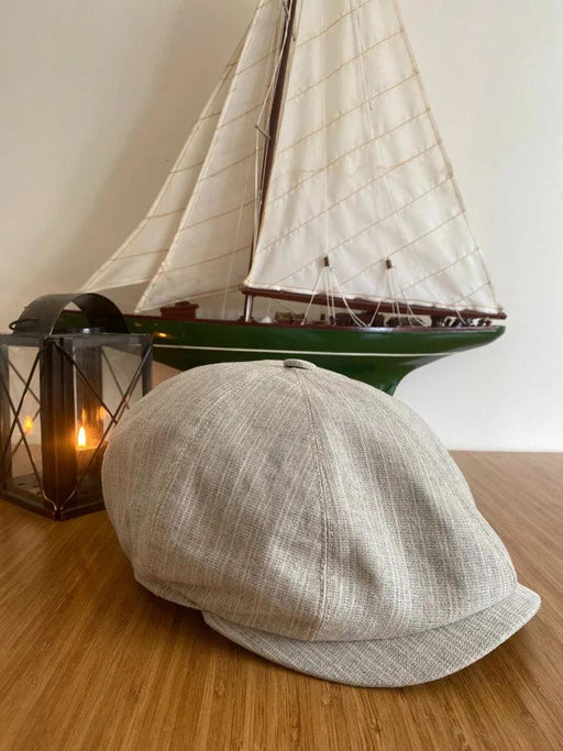 Ivory Linen 8-Panel Vintage Flat Cap for Men and Women - Perfect Gift for Father's Day