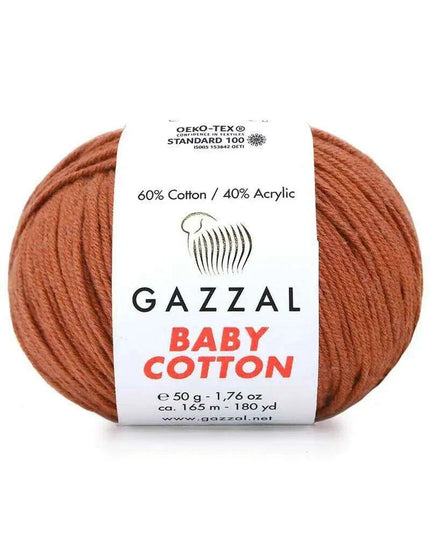 Gazzal Baby Cotton Ball Hand Knitting Yarn - 50g, 165m, Soft Cotton-Acrylic Blend for Creative Crochet & DIY Projects, Turkish Quality