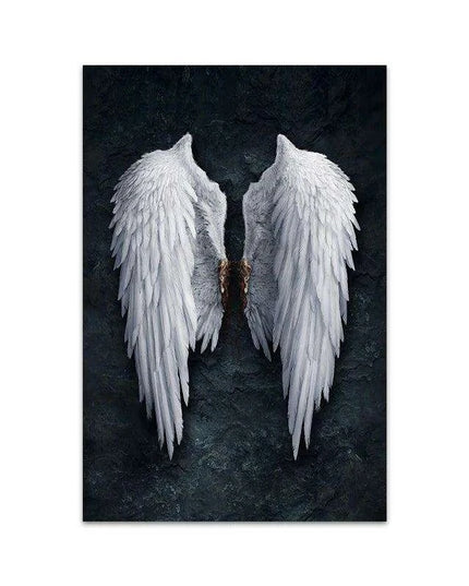 Celestial Serenity: White Angel Wings Canvas Art for Luxurious Home Aesthetics