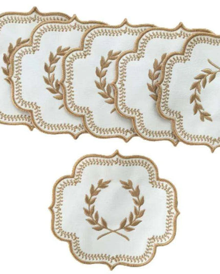 Elegant Embroidered Dining Ensemble: Luxe Faux Leather Set for Elevated Table Decor