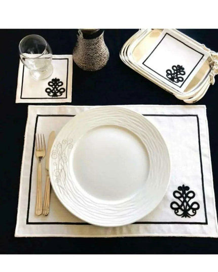 Luxurious 3D Embroidered Placemat Collection: 12-Piece Set for Exquisite Dining