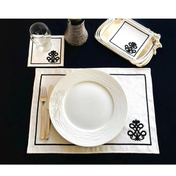 Luxurious 3D Embroidered Placemat Collection: 12-Piece Set for Exquisite Dining