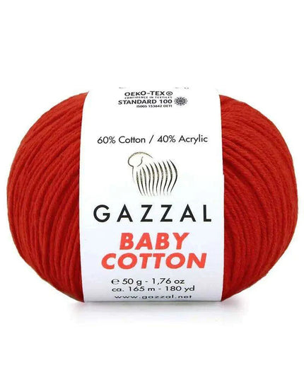 Gazzal Baby Cotton Ball Hand Knitting Yarn - 50g, 165m, Soft Cotton-Acrylic Blend for Creative Crochet & DIY Projects, Turkish Quality