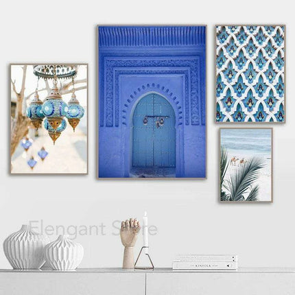 Moroccan Coastal Serenity Canvas Art - Enrich Your Space with Bohemian Charm