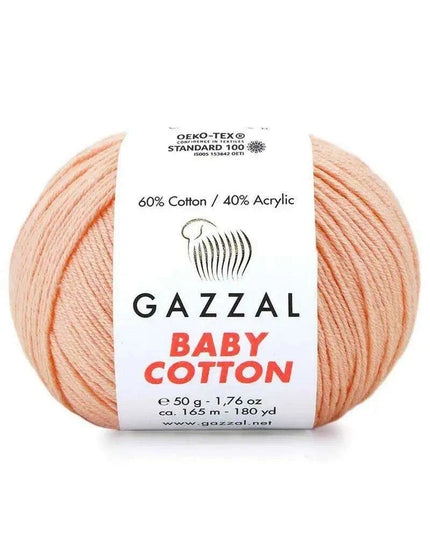 Gazzal Baby Cotton Ball Hand Knitting Yarn - 50g, 165m, Soft Cotton-Acrylic Blend for Creative Crochet & DIY Projects, Turkish Quality