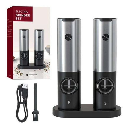 USB Rechargeable Electric Salt and Pepper Mill with Customizable Grind Options - Must-Have Kitchen Gadget - Très Elite