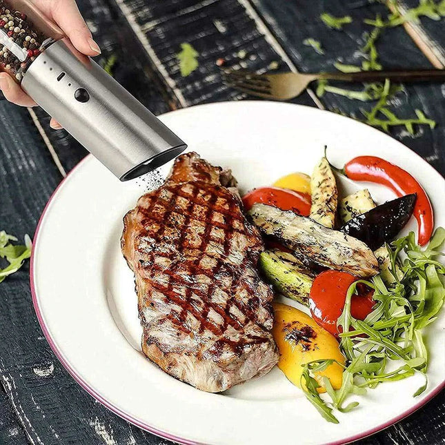 USB Rechargeable Gravity Spice Grinder Duo - Modern Salt and Pepper Mills