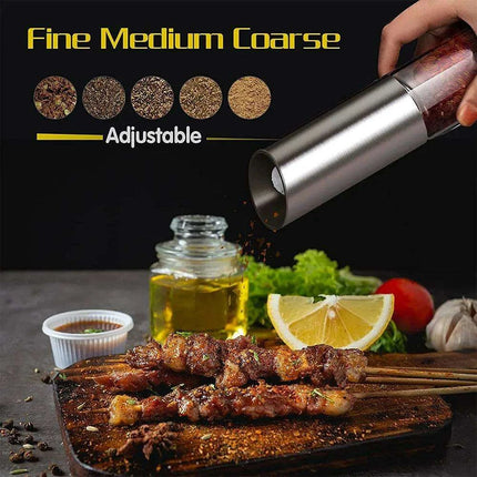 USB Rechargeable Gravity Spice Grinder Duo - Modern Salt and Pepper Mills - Très Elite