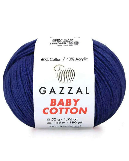 Gazzal Baby Cotton Ball Hand Knitting Yarn - 50g, 165m, Soft Cotton-Acrylic Blend for Creative Crochet & DIY Projects, Turkish Quality