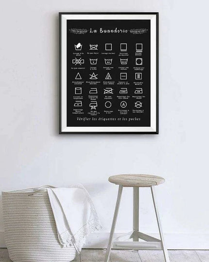 Scandinavian Chic Monochrome Canvas Art for Laundry Room Aesthetics