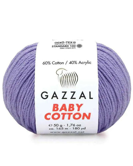 Gazzal Baby Cotton Ball Hand Knitting Yarn - 50g, 165m, Soft Cotton-Acrylic Blend for Creative Crochet & DIY Projects, Turkish Quality