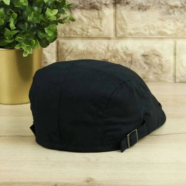 Men's Classic Linen Summer Cabbie Hat - Adjustable and Breathable Flat Cap with Cotton Lining