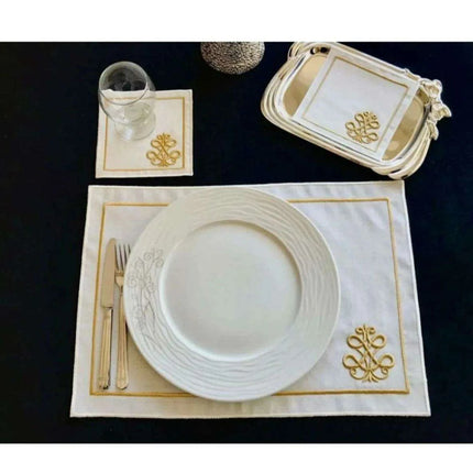 Luxurious 3D Embroidered Placemat Collection: 12-Piece Set for Exquisite Dining