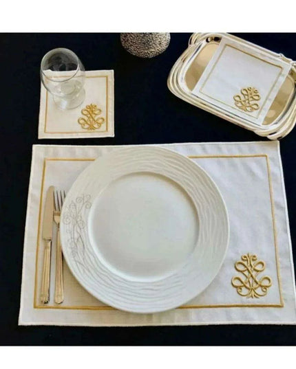 Luxurious 3D Embroidered Placemat Collection: 12-Piece Set for Exquisite Dining