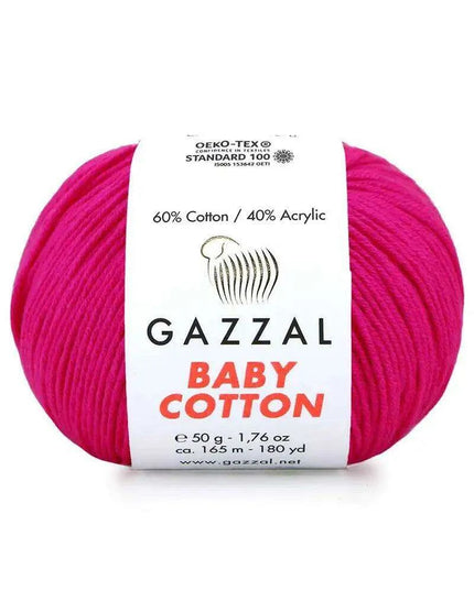 Gazzal Baby Cotton Ball Hand Knitting Yarn - 50g, 165m, Soft Cotton-Acrylic Blend for Creative Crochet & DIY Projects, Turkish Quality
