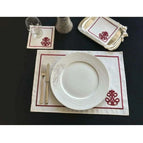 BURGUNDY 6pcs Placemat+6 coctail napkin