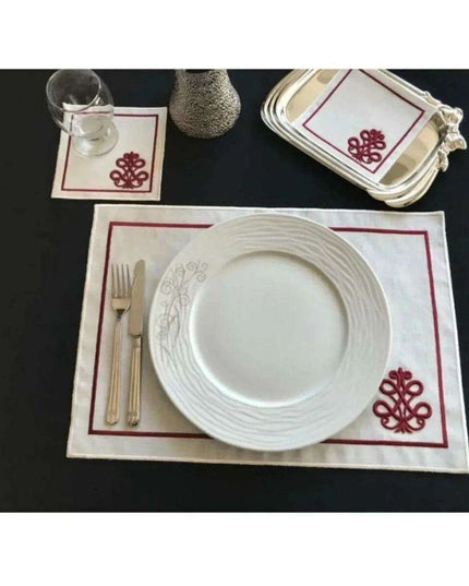 Luxurious 3D Embroidered Placemat Collection: 12-Piece Set for Exquisite Dining