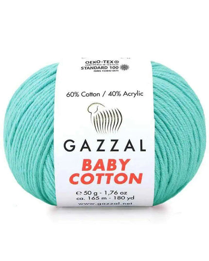 Gazzal Baby Cotton Ball Hand Knitting Yarn - 50g, 165m, Soft Cotton-Acrylic Blend for Creative Crochet & DIY Projects, Turkish Quality