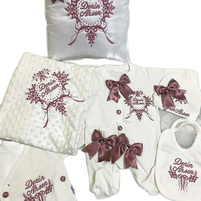 Personalized Luxury Cotton Baby Outfit Collection with Custom Embroidery