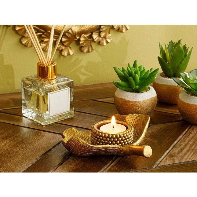 Ginkgo Leaf Gold Candle Holder - Elegant Yoga-Inspired Home Accent for Tranquil Spaces
