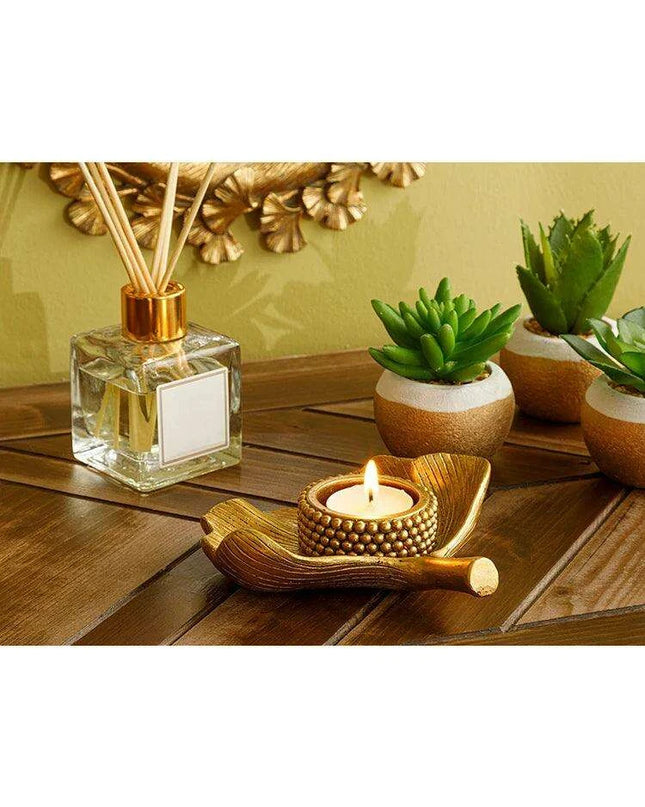 Ginkgo Leaf Gold Candle Holder - Elegant Yoga-Inspired Home Accent for Tranquil Spaces
